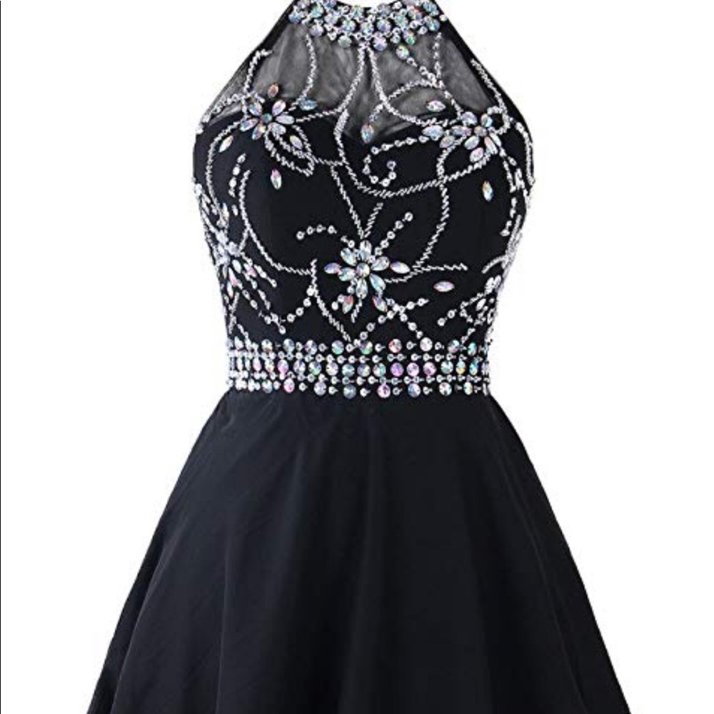 Elegant Black Halter Prom Dress - Picture 6 of 6